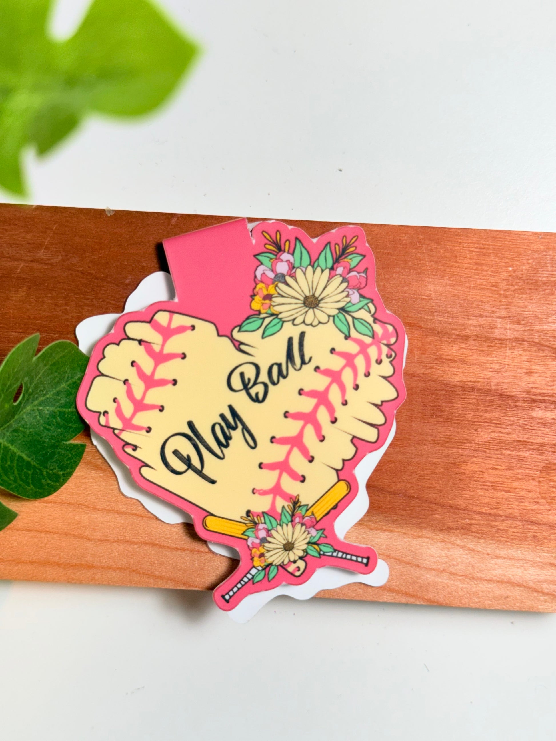 Softball Play Ball Magnetic Bookmark
