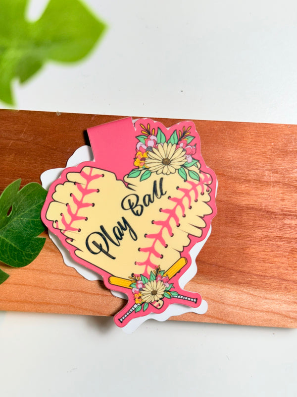 Softball Play Ball Magnetic Bookmark