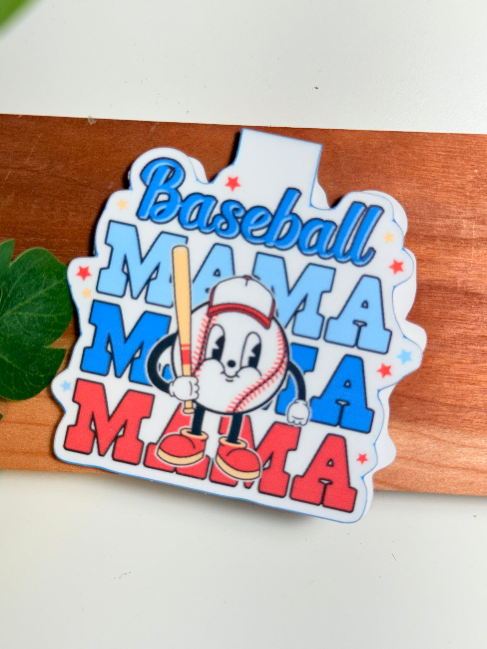 Retro Baseball Mama Magnetic Bookmark