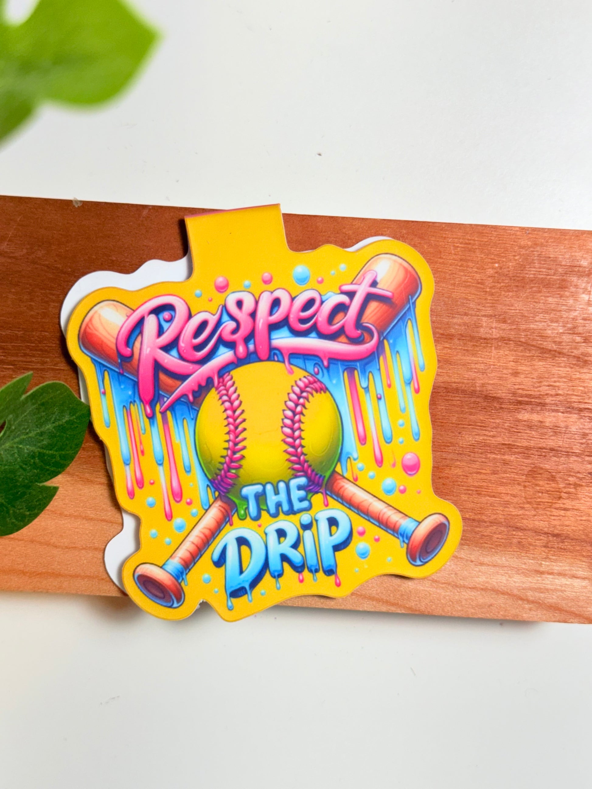 Yellow Respect The Drip Magnetic Bookmark