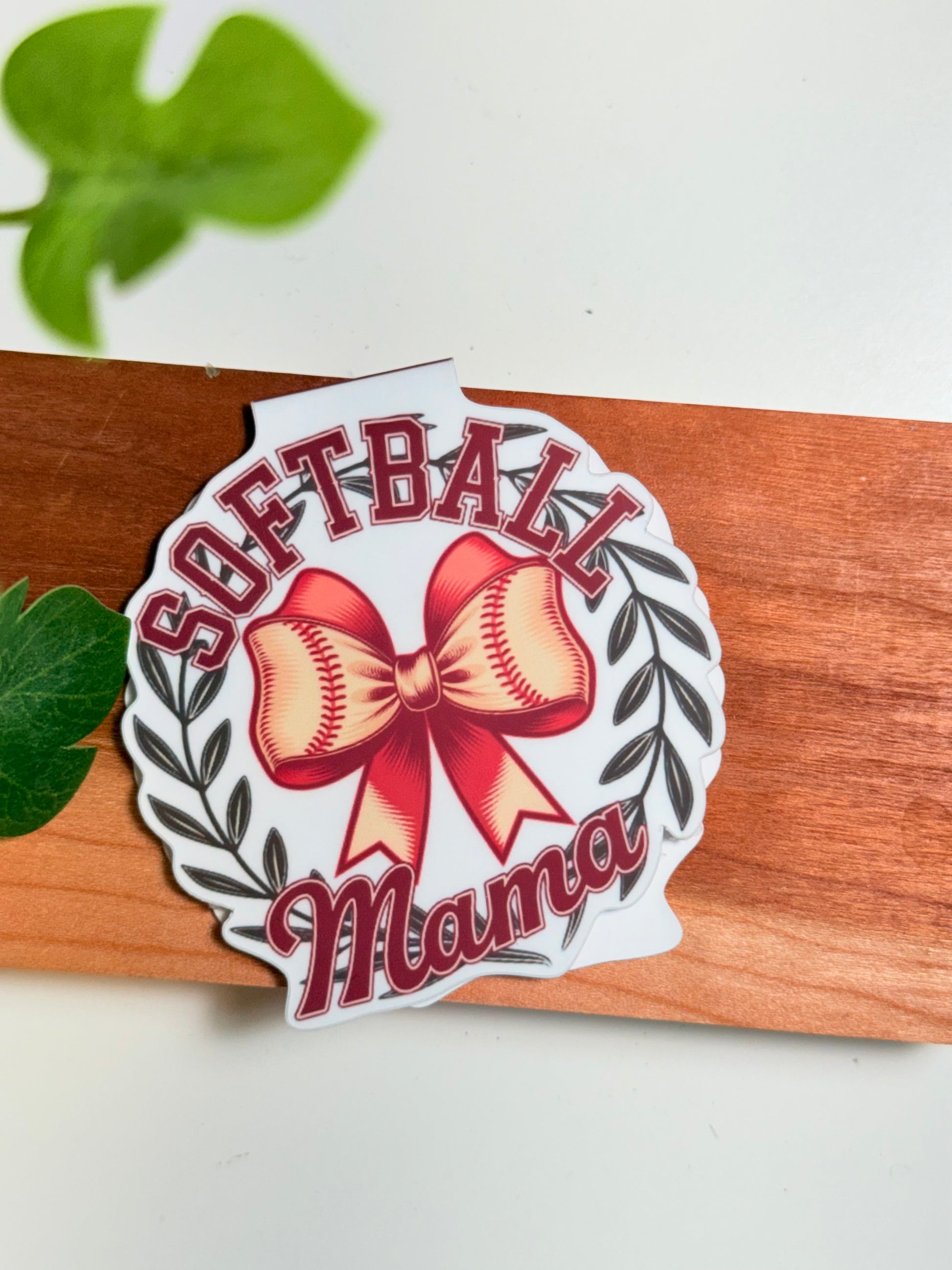Softball Mama Wreath Magnetic Bookmark