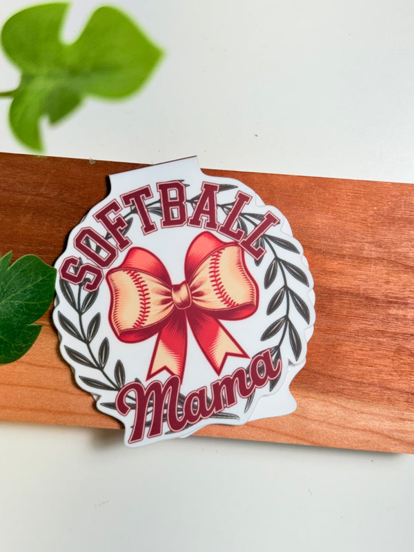 Softball Mama Wreath Magnetic Bookmark