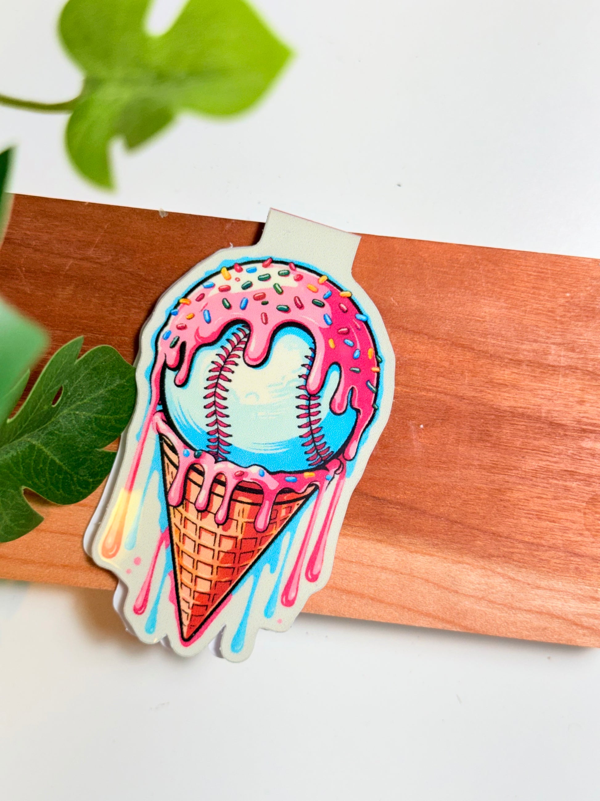 Baseball Ice-cream Drip Magnetic Bookmark